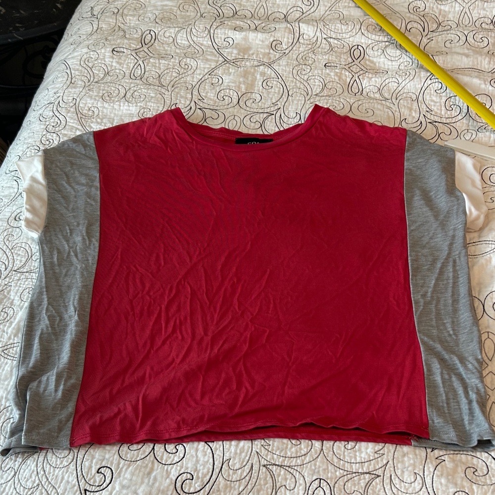 Coa Anthropologie red color block shirt
